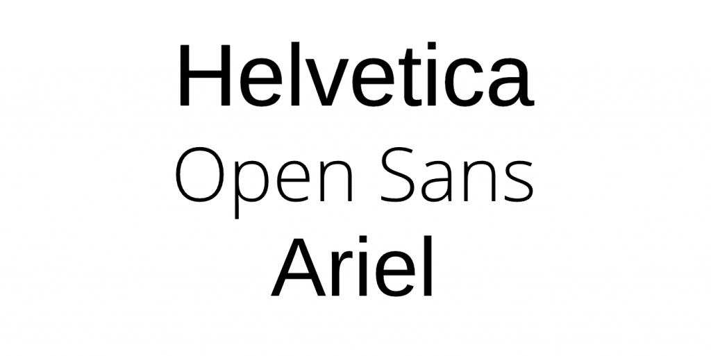 helvetica font, open sans font, ariel font