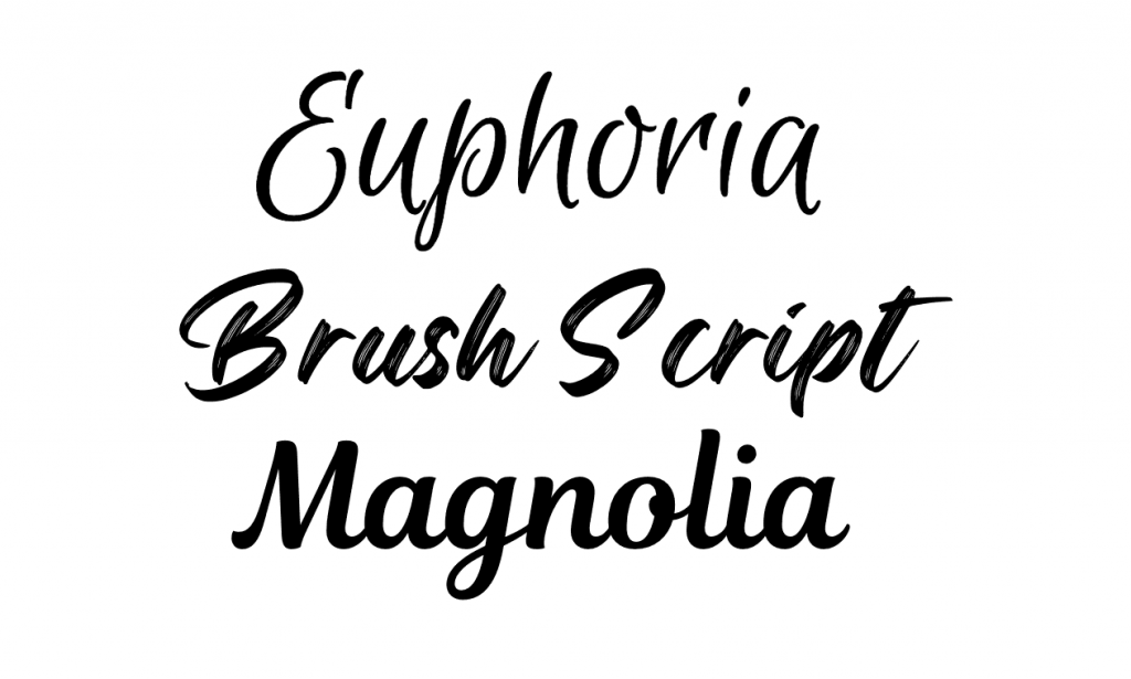 euphoria font, brush script font, magnolia font