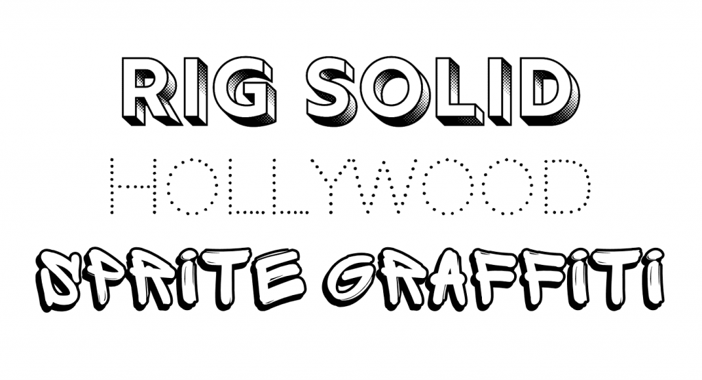 rig solid font, hollywood font, sprite graffiti font