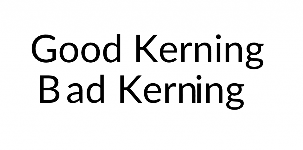 good kerning and bad kerning font example