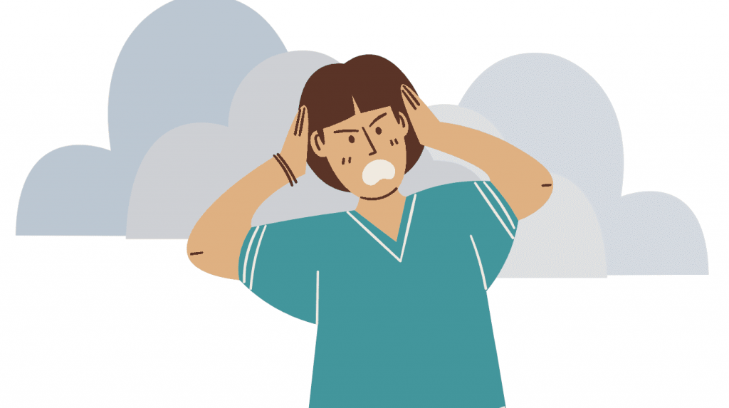 graphic of freelancer being stressed with dark clouds behind their head