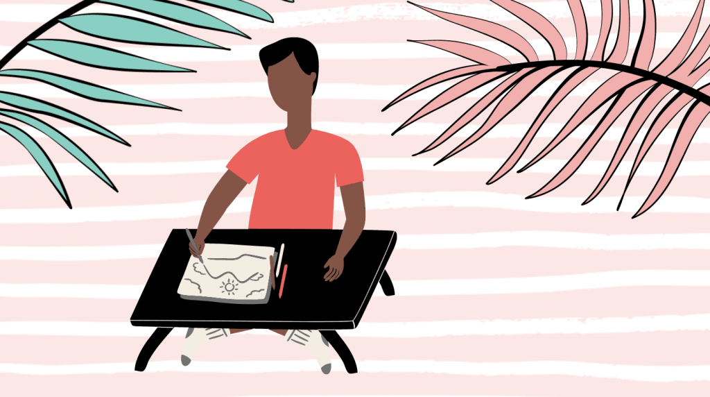 graphic of freelancer working on a desk