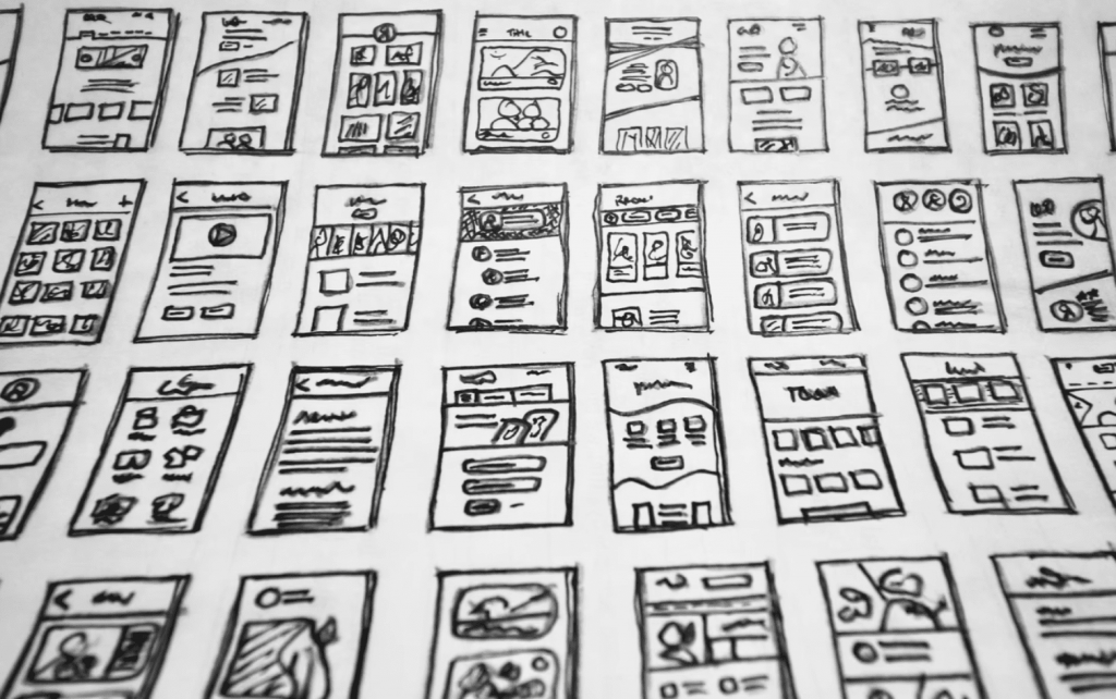 sketched out UI designs