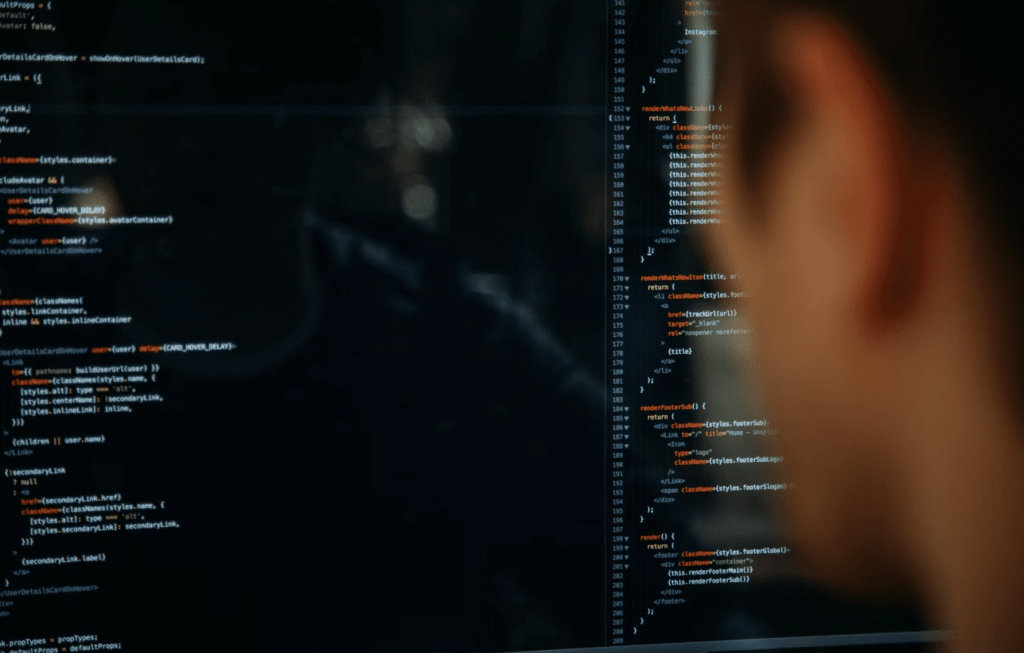 developer looking at coded background