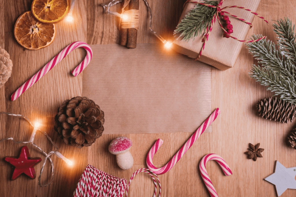 Christmas content decor on floor