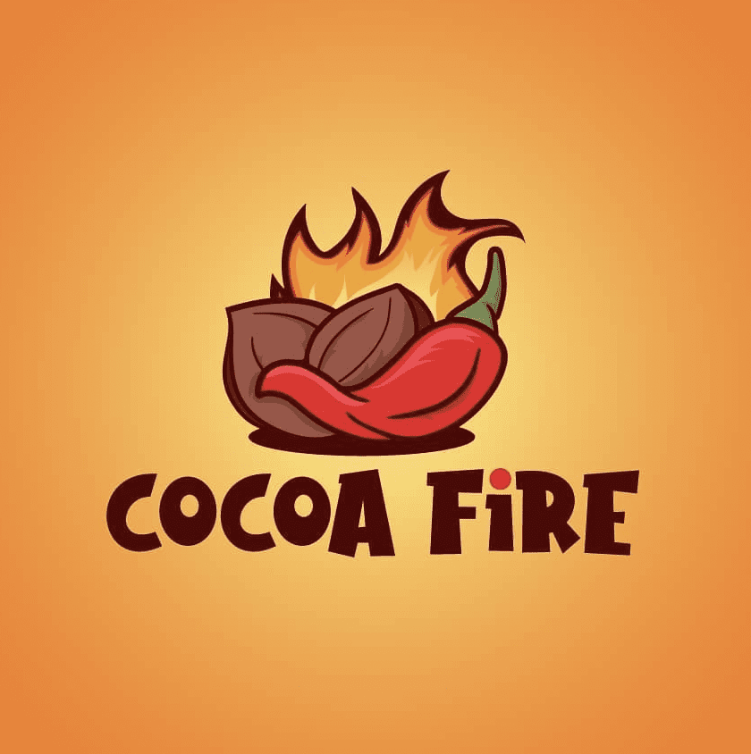 chilli chocolate logo design cocoa fire