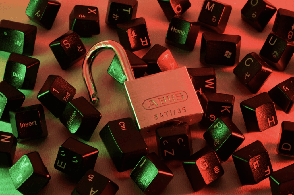 a padlock shown surrounded by keyboard keys