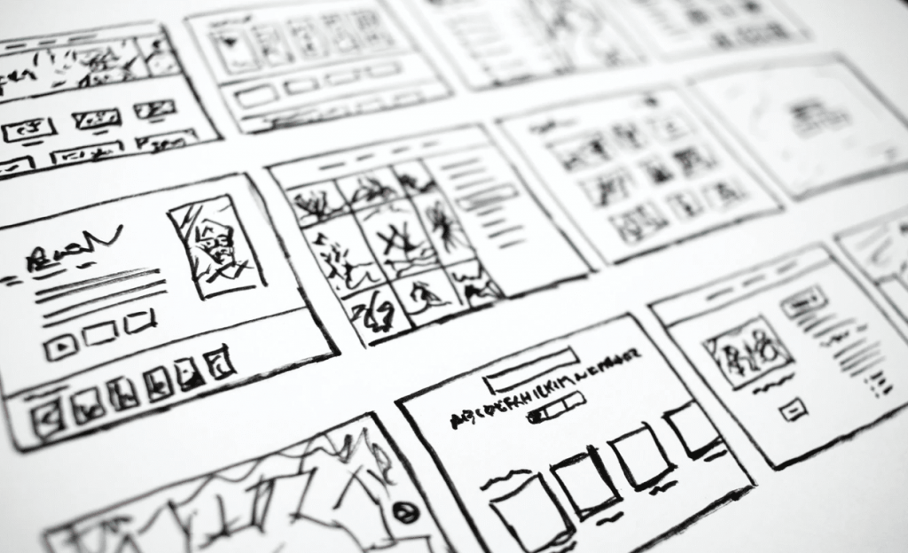 notepad displaying a storyboard of a video production job